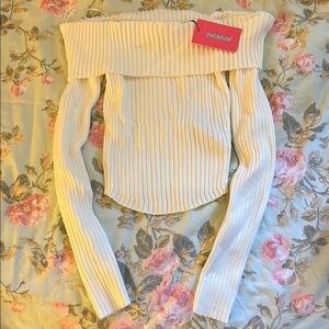 Off-Shoulder White Edikted Sweater